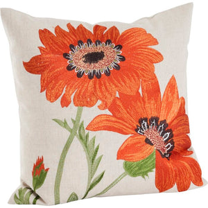 Square Throw Pillow with Orange Flowers #9685