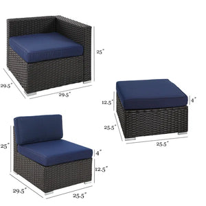 Mcgahan 25.5'' Wide Outdoor Wicker Patio Sofa with Cushions (Set of 2)