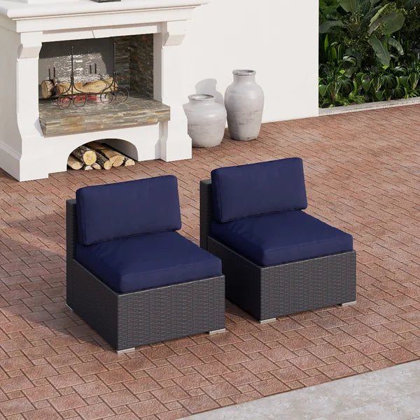 Mcgahan 25.5'' Wide Outdoor Wicker Patio Sofa with Cushions (SET OF 2)