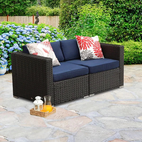 Mcgahan 59'' Wide Outdoor Wicker Loveseat with Cushions (Set of 2)