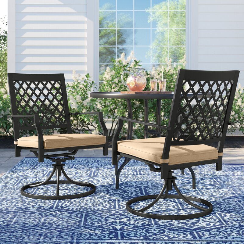 Mcgahan Swivel Patio Dining Armchair with Cushion (Set of 2)