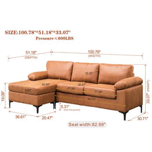 Load image into Gallery viewer, Mckenny 100.78&quot; Wide Faux Leather Reversible Modular Chaise
