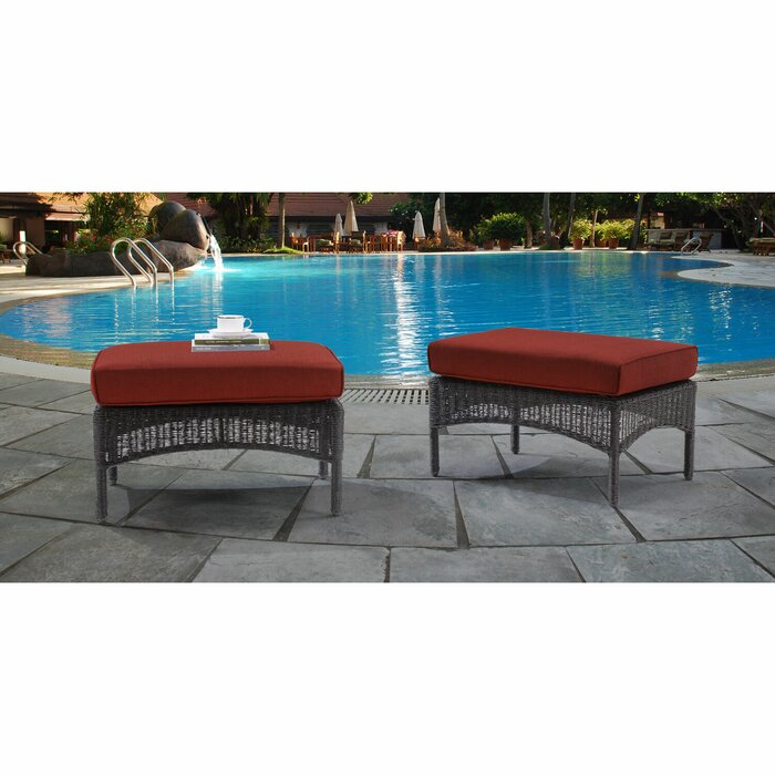 Mckinsey Outdoor Ottoman with Red Cushion (Set of 2) #2311HW