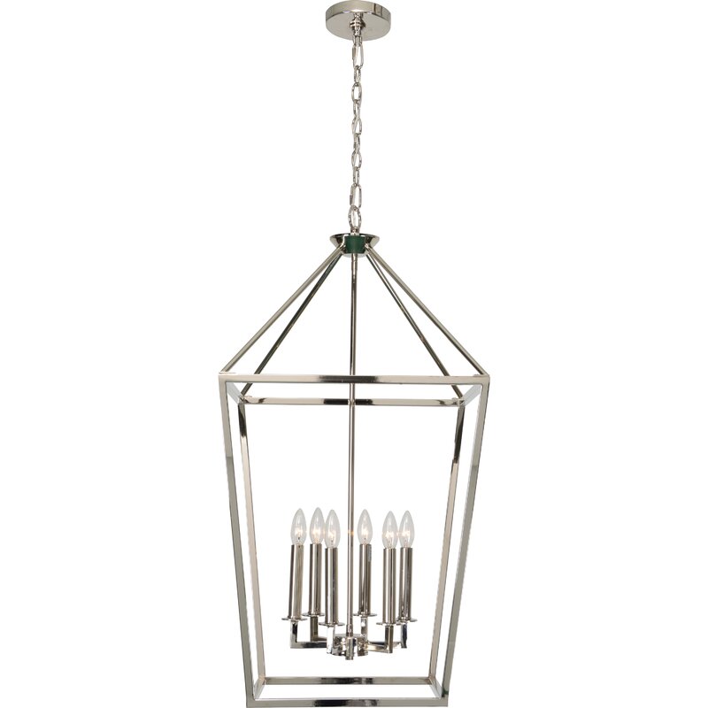 Mcshane 6 - Light Lantern Geometric Chandelier with Wrought Iron Accents OG237