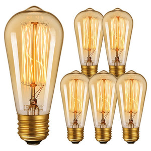 60 Watt, ST64 Incandescent, Dimmable Light Bulb, Warm White E26/Medium (Standard) Base (Part number: ZF4TB-ST64D60W27-6P-A)  Set of 6 - GL502