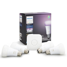 Load image into Gallery viewer, 548545 Philips Hue 60 Watt Equivalent A19 LED Smart, Dimmable Light Bulb, Warm White (2200K) E26/Medium (Standard) Base (Set of 4) 4790RR
