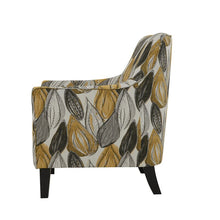 Load image into Gallery viewer, Meisner Armchair Yellow Gray And Cream Leaf Pattern Polyester #1865HW
