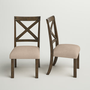 17" Melstone Linen Cross Back Side Chair in Dark Taupe (Set of 2)