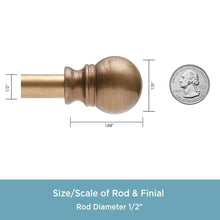 Load image into Gallery viewer, 28&quot; - 48&quot; Brushed Brass Mendoza Single Curtain Rod (Set of 3) 1893AH
