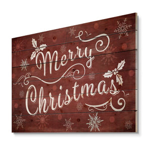 36" H x 46" W x 0.78" D Merry Christmas Season Greetings on Red - Textual Art Print (SB1563)