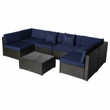 Load image into Gallery viewer, Merton 7 Piece Rattan Sectional Seating Group with Cushions AS IS (SB284)(2 BOXES)
