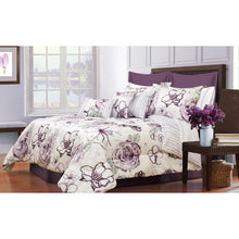 Load image into Gallery viewer, King Beige/Purple Merwin Angelica Comforter Set 292AH
