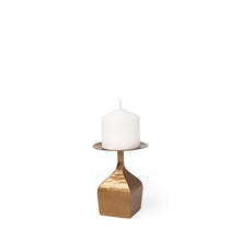 Load image into Gallery viewer, 5.25&quot; H x 4.25&quot; W x 4.25&quot; D Antiqued brass Metal Tabletop Candlestick (ND102)
