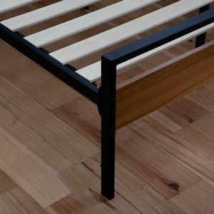 Metal and Wood Platform Bed, Queen