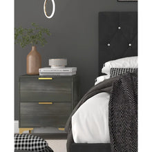 Load image into Gallery viewer, Black / Gray Mia Upholstered Standard 3 Piece Bedroom Set king
