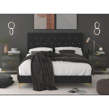Load image into Gallery viewer, Black / Gray Mia Upholstered Standard 3 Piece Bedroom Set king
