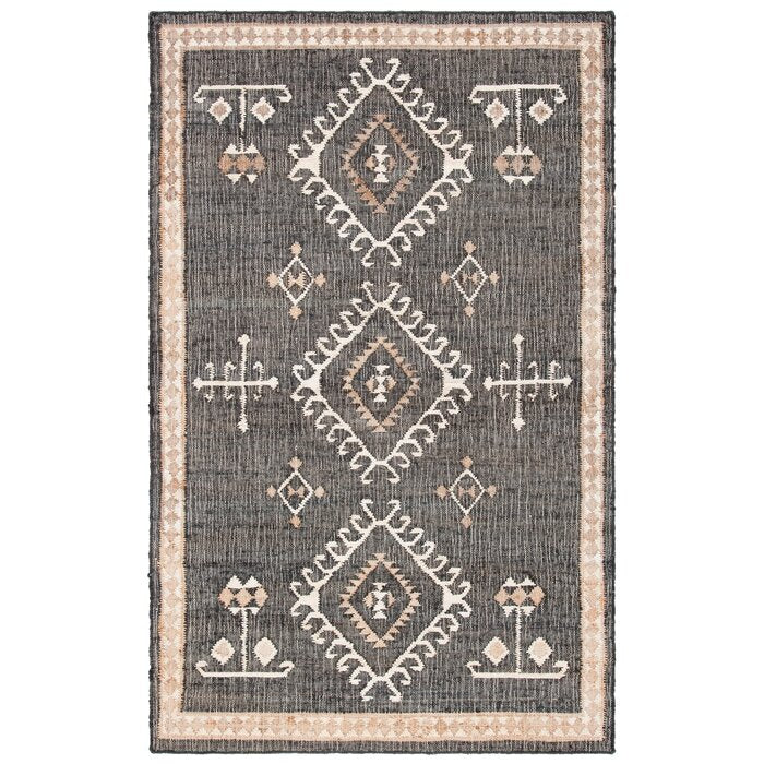 Mickie Area Rug in Black / Ivory, Rectangle 5' x 8'
