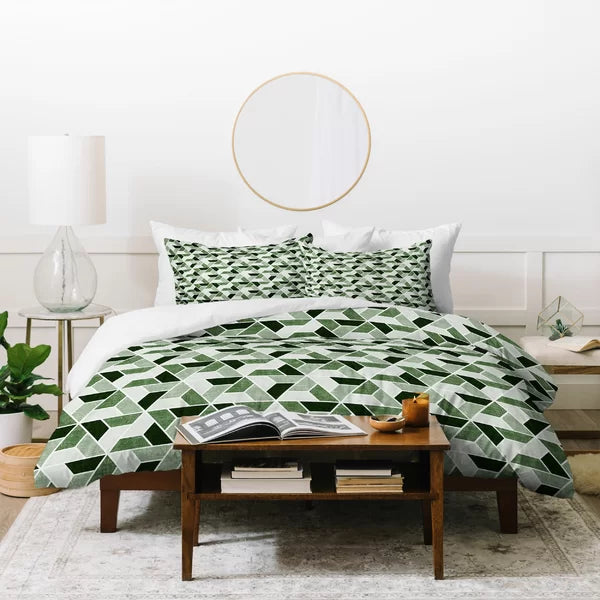 Twin Duvet Cover + 1 Sham Green Microfiber Duvet Cover Set