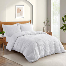 Load image into Gallery viewer, King Duvet Cover + 2 King Pillowcases White Diamond Microfiber Reversible Duvet Cover Set
