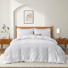 Load image into Gallery viewer, King Duvet Cover + 2 King Pillowcases White Diamond Microfiber Reversible Duvet Cover Set
