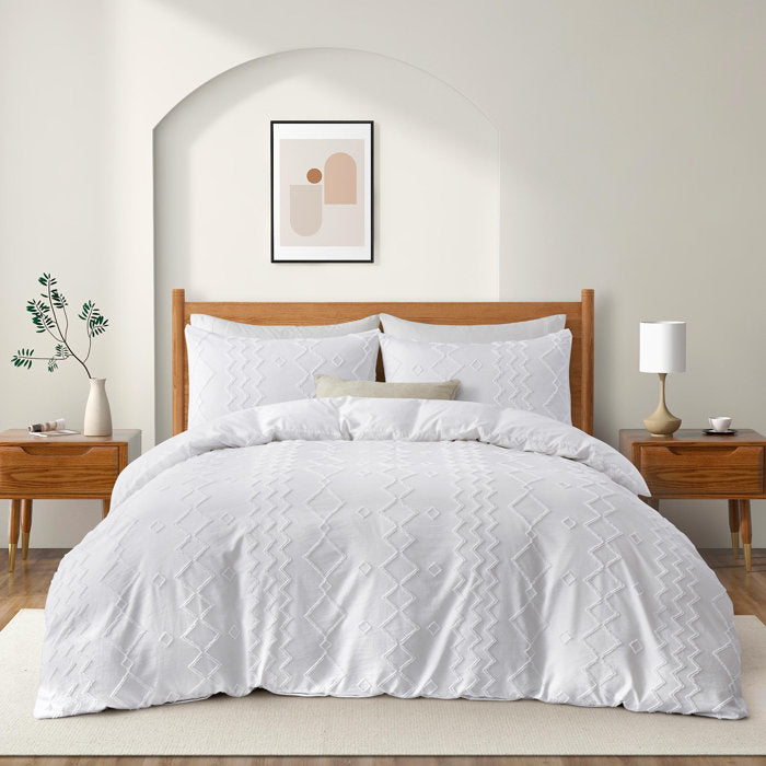 King Duvet Cover + 2 King Pillowcases White Diamond Microfiber Reversible Duvet Cover Set