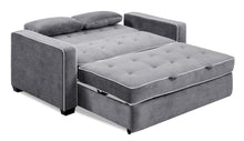 Load image into Gallery viewer, Evan Microfiber/Microsuede 66.5&quot; Square Arm Sleeper Gray AS IS

