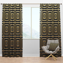Load image into Gallery viewer, Mid-Century Luxury Metallic XIII Geometric Semi-Sheer Thermal Rod Pocket Single Curtain Panel 52x95
