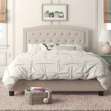 Load image into Gallery viewer, Full Beige Milo Tufted Upholstered Low Profile Standard Bed

