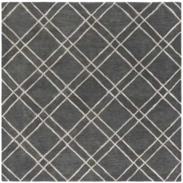 Milroy Handmade Tufted Wool Dark Gray Rug 6' square