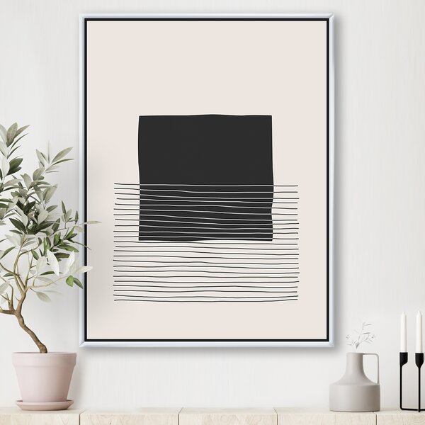 20'' H x 12'' W x 1'' D Black/White Minimal Geometric Lines and Squares VIII - Print on Canvas 1702AH