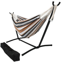 Load image into Gallery viewer, Brown/Black/White/Gray Mira Double Classic Hammock with Stand MRM3081
