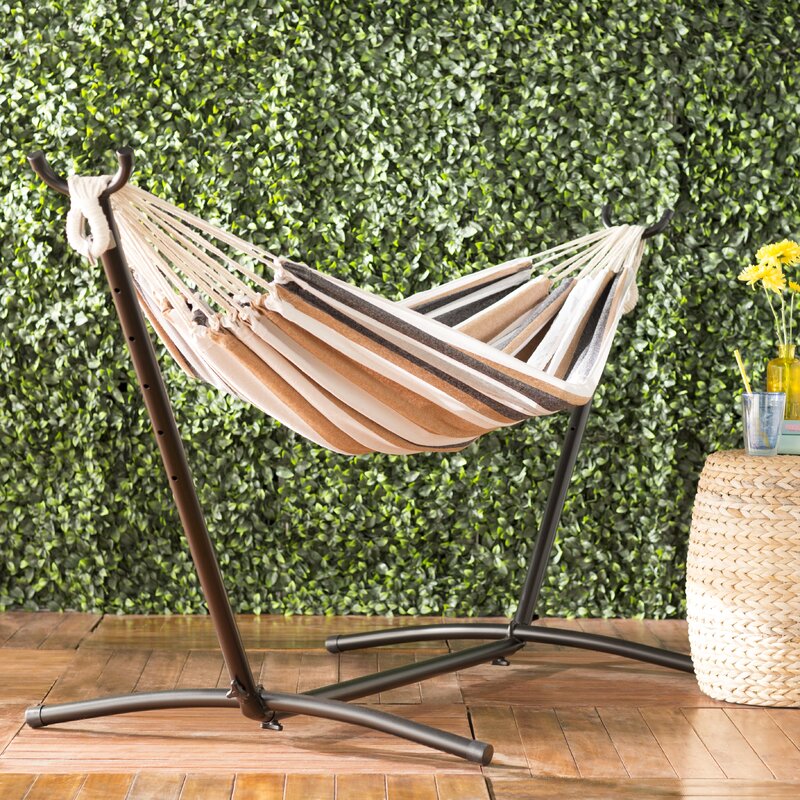 Brown/Black/White/Gray Mira Double Classic Hammock with Stand MRM3081