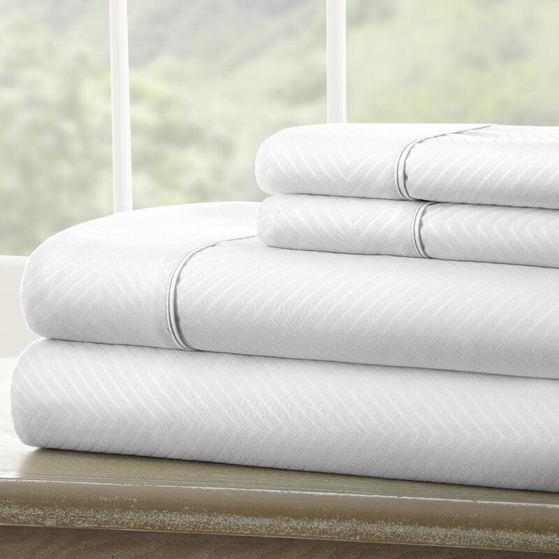 Mirabal Double-Brushed Chevron Microfiber CA KING Sheet Set SB1915