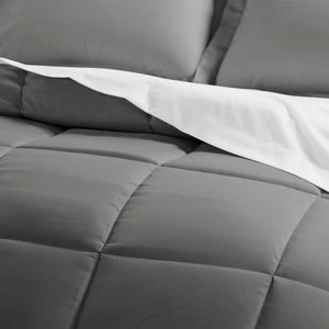 Queen Comforter + 7 Additional Pieces Gray Mirabal Microfiber Modern & Contemporary 8 Piece Bedding Set
