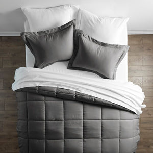Queen Comforter + 7 Additional Pieces Gray Mirabal Microfiber Modern & Contemporary 8 Piece Bedding Set