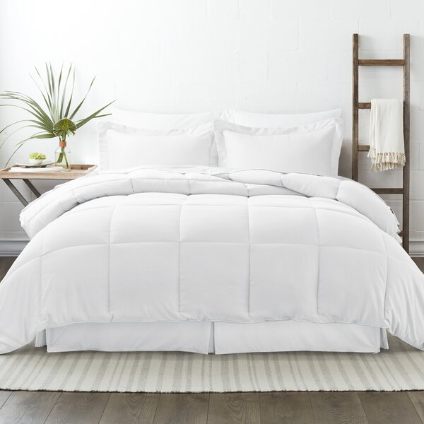 King Comforter + 7 Additional Pieces White Mirabal Microfiber Modern & Contemporary 8 Piece Comforter, Bedding Set