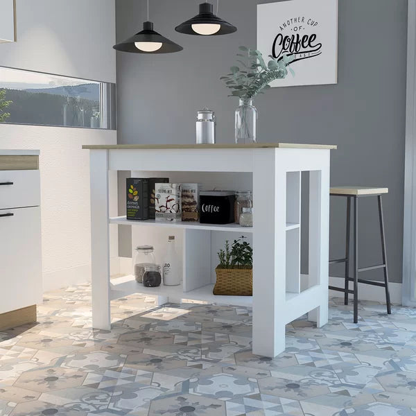 Amaretto/White Mirmande 40.5'' Wide Kitchen Island