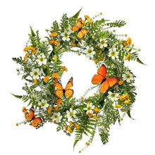 Load image into Gallery viewer, Mixed Daisy and Monarch 22&quot; Polyester Wreath MRM742
