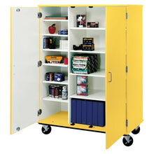Load image into Gallery viewer, Mobiles 12 Compartment Classroom Cabinet with Casters Yellow AS IS
