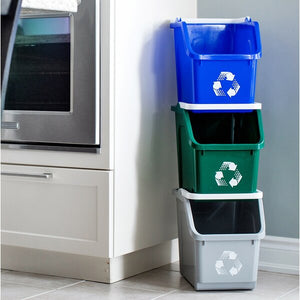 Mobius Loop 3 Piece 6 Gallon Curbside Trash and Recycling Bin Set(2276RR)