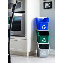 Load image into Gallery viewer, Mobius Loop 3 Piece 6 Gallon Curbside Trash and Recycling Bin Set MRM108
