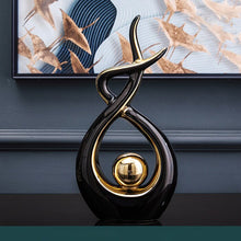Load image into Gallery viewer, 12.2&quot; H x 6.29&quot; W x 2.36&quot; D Black Modern Abstract Art Ceramic Statue Sculpture
