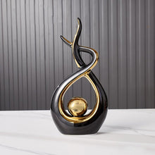 Load image into Gallery viewer, 12.2&quot; H x 6.29&quot; W x 2.36&quot; D Black Modern Abstract Art Ceramic Statue Sculpture
