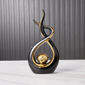 12.2" H x 6.29" W x 2.36" D Black Modern Abstract Art Ceramic Statue Sculpture