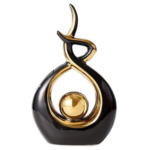 12.2" H x 6.29" W x 2.36" D Black Modern Abstract Art Ceramic Statue Sculpture