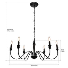 Load image into Gallery viewer, Modern Farmhouse Dining Room Chandelier 6-Light Mattle Black Large Island Candlestick Chandelier Pendant
