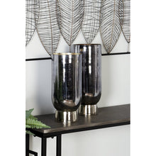 Load image into Gallery viewer, 15&quot; H x 7&quot; W x 7&quot; D Black;Silver Modern Stemless Glass Hurricane 455AH
