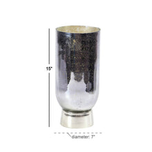 Load image into Gallery viewer, 15&quot; H x 7&quot; W x 7&quot; D Black;Silver Modern Stemless Glass Hurricane 455AH
