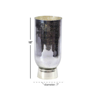 15" H x 7" W x 7" D Black;Silver Modern Stemless Glass Hurricane 455AH