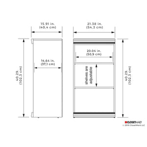 White Modular Storage 21.38" W Shelving Unit with 3 Shelves